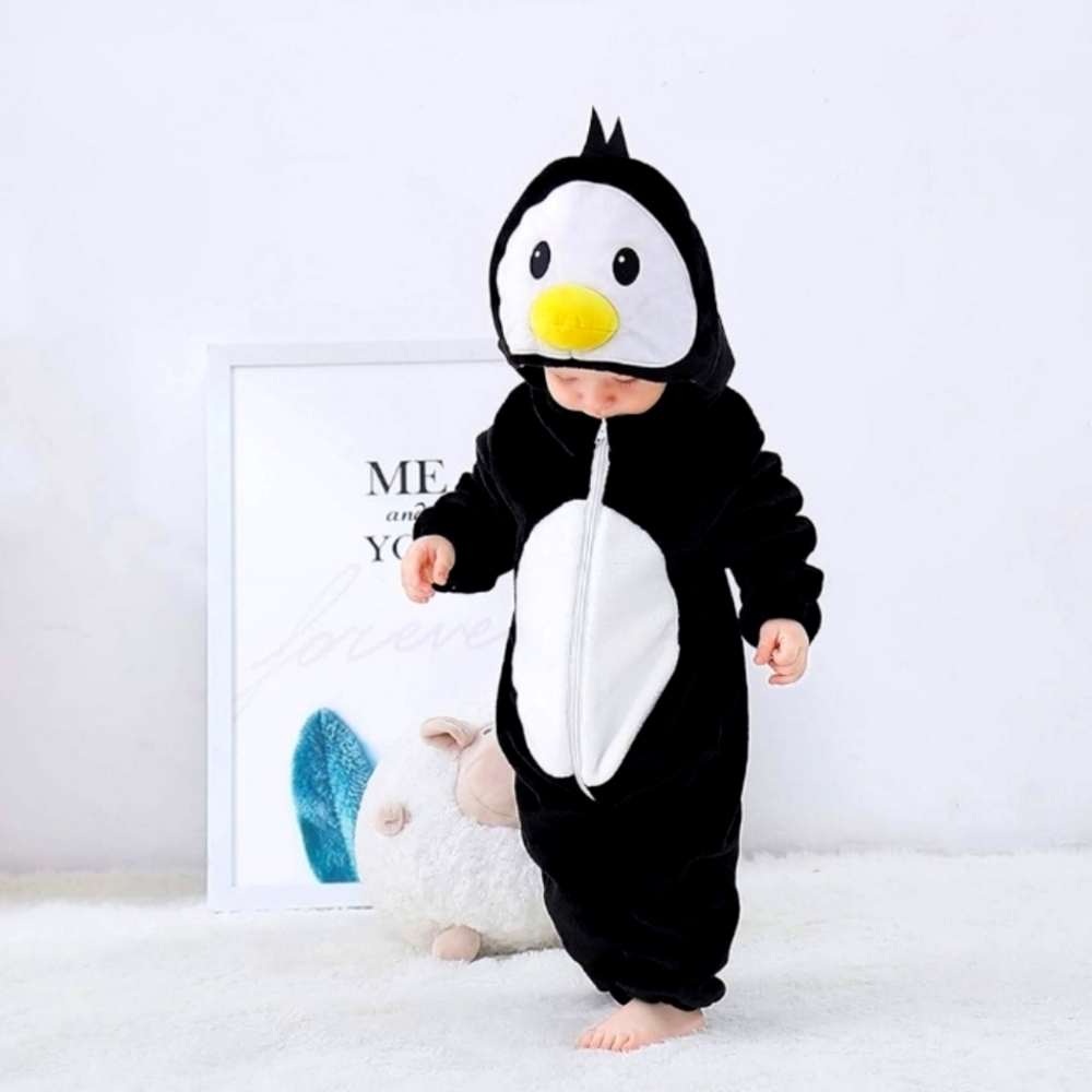 Unisex Baby Halloween Costume - Penguin - One Piece Romper - Size 5-11 months